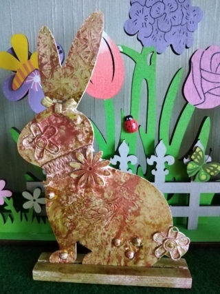 Lapin mixed media - Déco du bois - 10doigts.fr