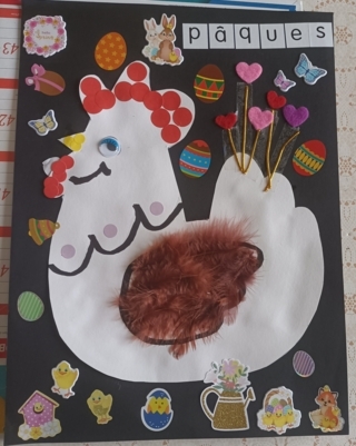 Collage poule de Pâques - 10doigts.fr