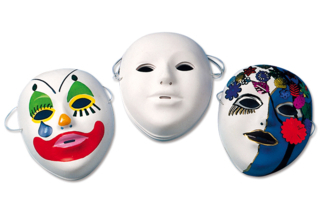 Masques à décorer avec marqueurs permanents et peinture acrylique - Carnaval, fêtes, masques - 10doigts.fr
