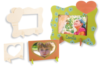 Set de 2 cadres rectangulaires à bords ondulés, en bois naturel à décorer - Cadres, tableaux - 10doigts.fr