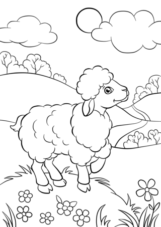 Agneau 01 - Coloriages animaux - Coloriages - 10doigts.fr