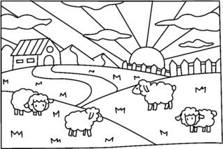 Pâture 01 - Coloriages animaux - Coloriages - 10doigts.fr
