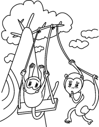 Singe 02 - Coloriages animaux - Coloriages - 10doigts.fr