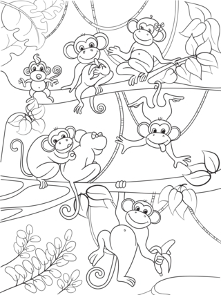 Singe 12 - Coloriages animaux - Coloriages - 10doigts.fr