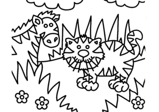 Zèbre et tigre 01 - Coloriages animaux - Coloriages - 10doigts.fr