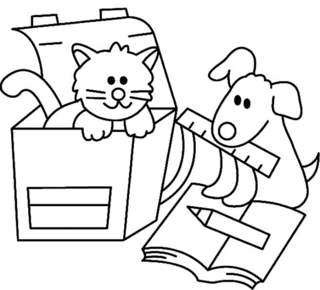 Chat et chien 01 - Coloriages animaux - Coloriages - 10doigts.fr