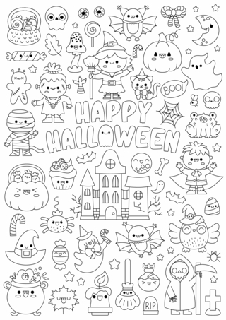 Halloween 75 - Coloriages fêtes - Coloriages - 10doigts.fr
