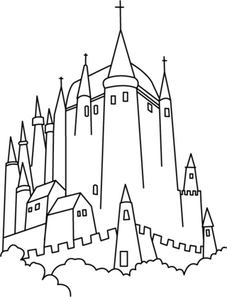 Chateau 2 - Coloriages fantastique - Coloriages - 10doigts.fr