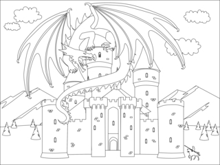 Dragons8 - Coloriages fantastique - Coloriages - 10doigts.fr