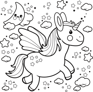 Licorne2 - Coloriages fantastique - Coloriages - 10doigts.fr