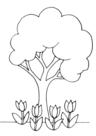 Arbre 01 - Coloriages fleurs, fruits et légumes - Coloriages - 10doigts.fr