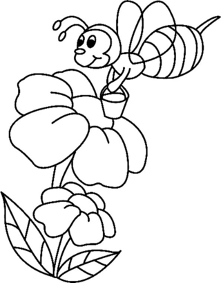Fleurs et abeille 01 - Coloriages fleurs, fruits et légumes - Coloriages - 10doigts.fr