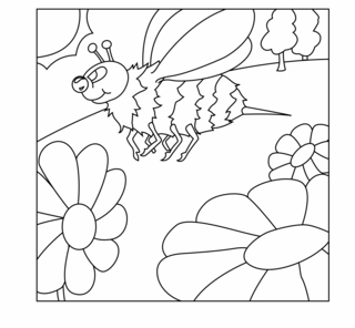 Fleurs et abeille 02 - Coloriages fleurs, fruits et légumes - Coloriages - 10doigts.fr