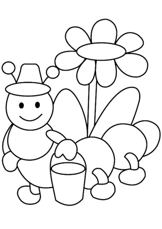 Fleurs et chenille 01 - Coloriages fleurs, fruits et légumes - Coloriages - 10doigts.fr