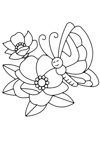 Fleurs et papillons 02 - Coloriages fleurs, fruits et légumes - Coloriages - 10doigts.fr
