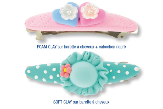 Barettes à cheveux décorées avec de la pâte à modeler SOFT CLAY - Activités manuelles fête des mères - 10doigts.fr