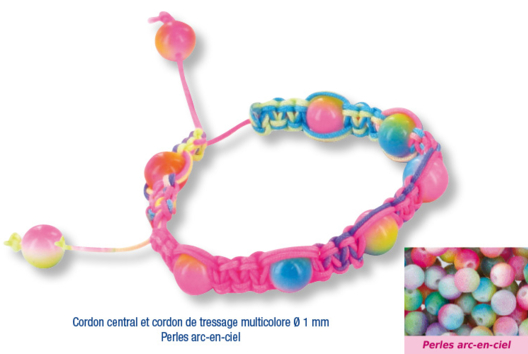 Shamballas... avec des perles en verre arc en ciel - Activités manuelles créations de bijoux - 10doigts.fr