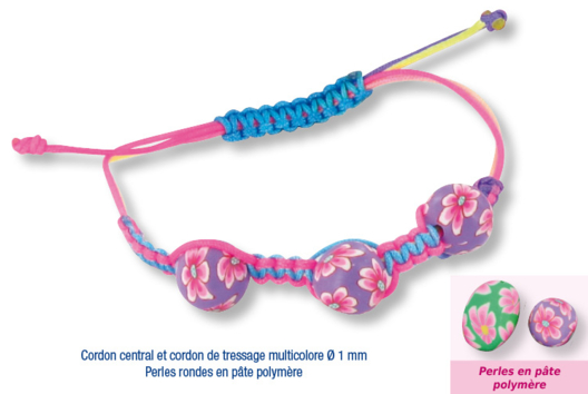 Shamballas... avec des perles en pâte polymère millefioris - Activités manuelles créations de bijoux - 10doigts.fr