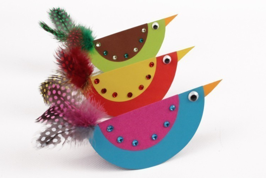 oiseaux à bascule en papier - Activités manuelles collage, pliage - 10doigts.fr