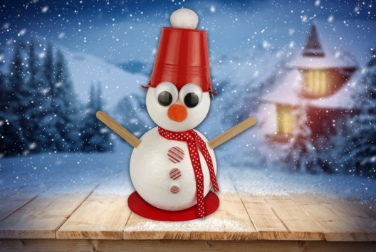 Bonhomme de neige en boules de polystyrène - Activités manuelles personnages rigolos - 10doigts.fr