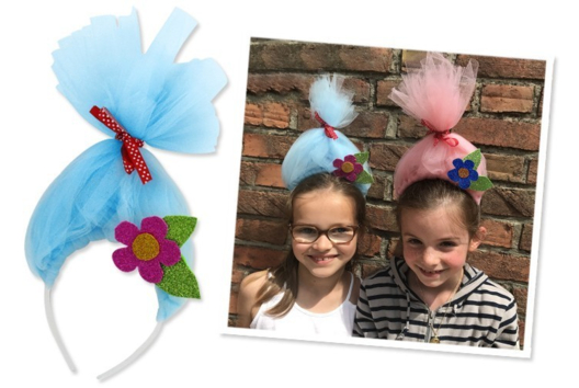 Cheveux de Trolls Poppy avec un serre-tête - Activités manuelles Carnaval, Mardi gras - 10doigts.fr