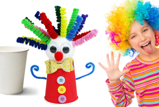 activité clown carnaval enfant gobelet anniversaire - Activités manuelles Carnaval, Mardi gras - 10doigts.fr