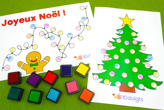 Activité Enfant Noël Tampon doigts - Activités manuelles bricolages de Noël - 10doigts.fr