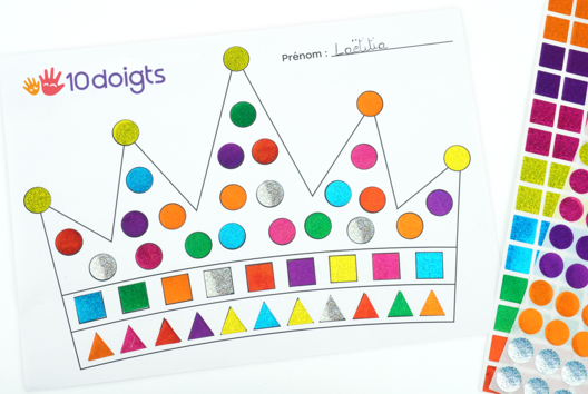 Activité gommette Epiphanie Enfants - Activités manuelles Épiphanie - 10doigts.fr - 2