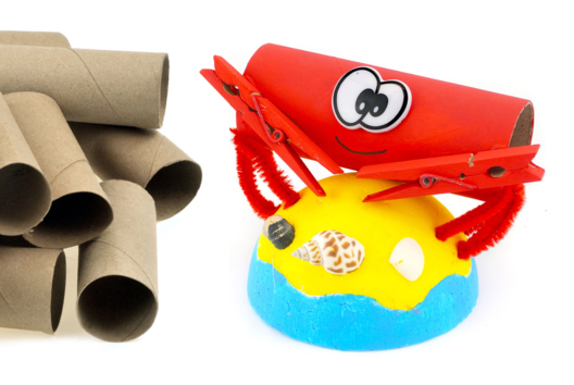Activité manuelle recyclage ocean Crabe - Activités manuelles Été - 10doigts.fr