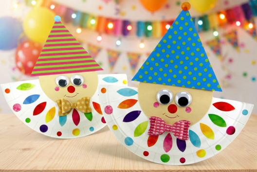 arlequin DIY enfants assiette en carton - Activités manuelles Carnaval, Mardi gras - 10doigts.fr