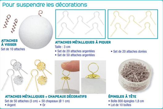 Attache métallique pour boule polystyrène - Activités manuelles mosaïques - 10doigts.fr - 2