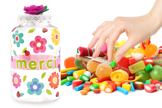 bocal à gourmandises bonbons cadeau maitresse ATSEM - Activités manuelles cadeaux maitresses, maitres, ATSEM, AESH, nounous... - 10doigts.fr