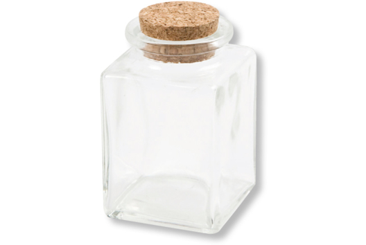 Bocal cubique en verre avec bouchon en liège - Activités manuelles objets décorés - 10doigts.fr - 2