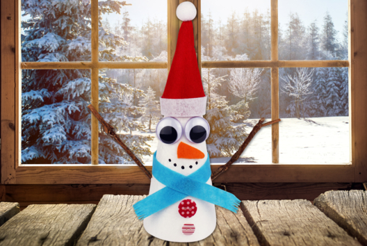 bonhomme de neige cône en polystyrène - Activités manuelles personnages rigolos - 10doigts.fr