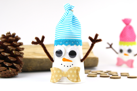bonhomme de neige gobelet bricolage noël - Activités manuelles Noël - 10doigts.fr