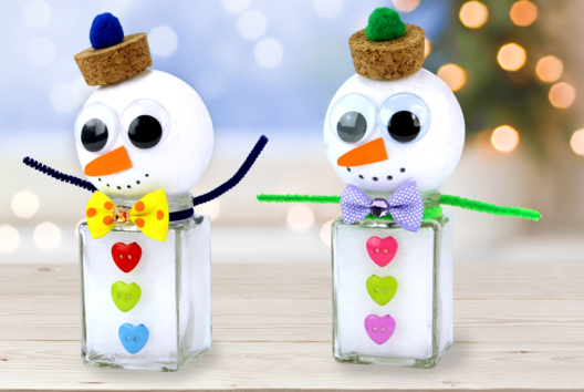 bonhomme de neige mignon pot en verre noël - Activités manuelles personnages rigolos - 10doigts.fr