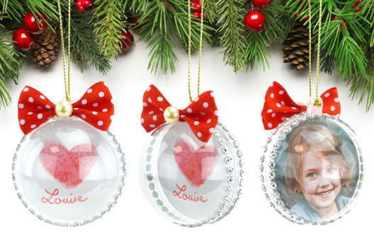 boule noël sapin empreinte photo - Activités manuelles Noël - 10doigts.fr