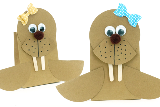 Bricolage Animal hiver Morse papier Kraft - Activités manuelles enfants Hiver - 10doigts.fr - 2