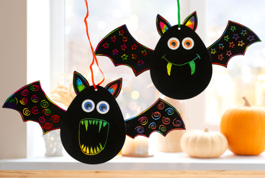 Bricolage Chauve-Souris Carte Gratter - Activités manuelles Halloween - 10doigts.fr