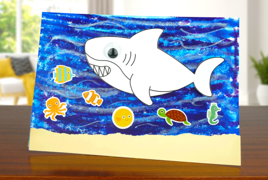 Bricolage Enfan Silhouette Requin Fond Marin - Activités manuelles océan - 10doigts.fr - 2