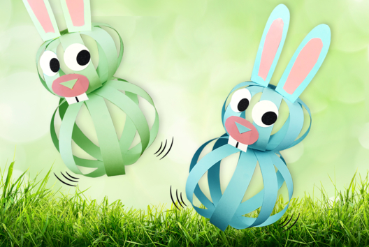 Bricolage Lapin bondissant Papier - Activités manuelles DIY Pâques - 10doigts.fr
