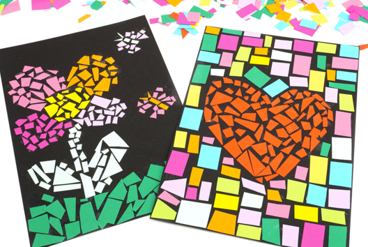 bricolage papier mosaique - Activités manuelles collage, pliage - 10doigts.fr - 2