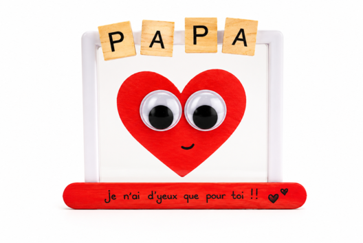 cadre fête des pères coeur yeux - Activités manuelles fête des parents et des gens qu'on aime - 10doigts.fr - 2