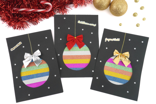 Carte de vœux boule de Noël - Activités manuelles cartes de Noël - 10doigts.fr - 2
