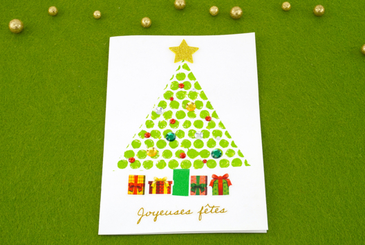 carte papier bulle sapin noel voeux - Activités manuelles cartes de Noël - 10doigts.fr - 2