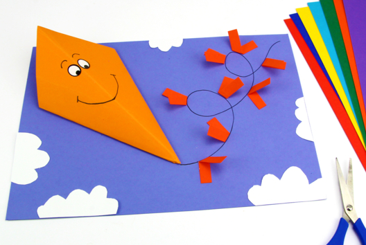 Cerf volant Papier Enfant - Activités manuelles collage, pliage - 10doigts.fr