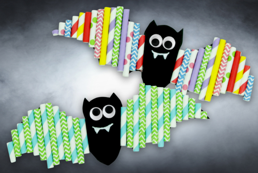 chauve souris papier bricolage halloween pailles - Activités manuelles Halloween - 10doigts.fr