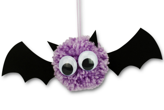 chauve souris pompon halloween laine - Activités manuelles Halloween - 10doigts.fr - 2