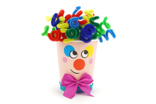 clown gobelet bricolage DIY enfants - Activités manuelles Carnaval, Mardi gras - 10doigts.fr - 2