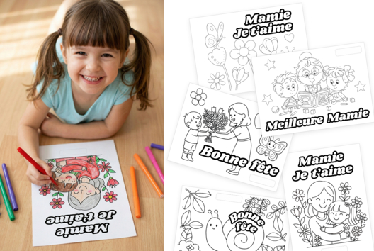 coloriage fête des grand smères - Activités manuelles Fête des Grands-Mères - 10doigts.fr